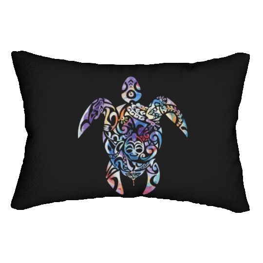 Colorful turtle Maori tattoo marine animal gift Lumbar Pillows