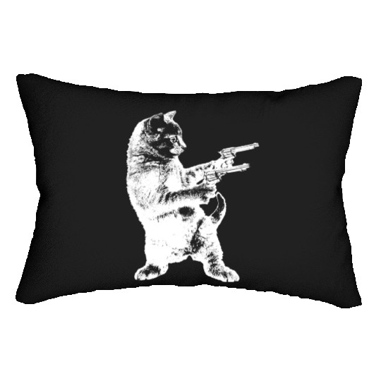 Gunslinger Kitty Cat gun cat Lumbar Pillows