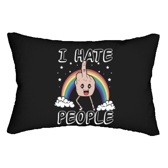 I Hate People Middle Finger Funny Rainbow Gift Lumbar Pillows
