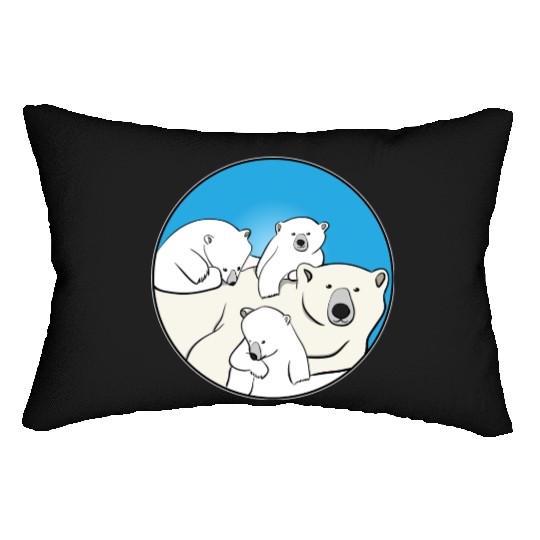 The polar bear family Lumbar Pillows