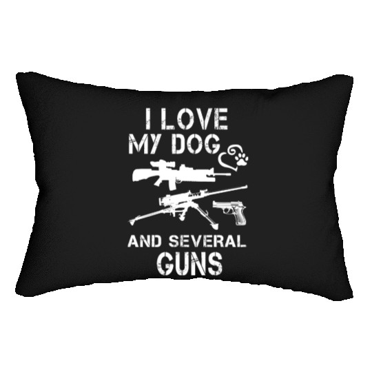 I love MY DOG gun fight funny Lumbar Pillows