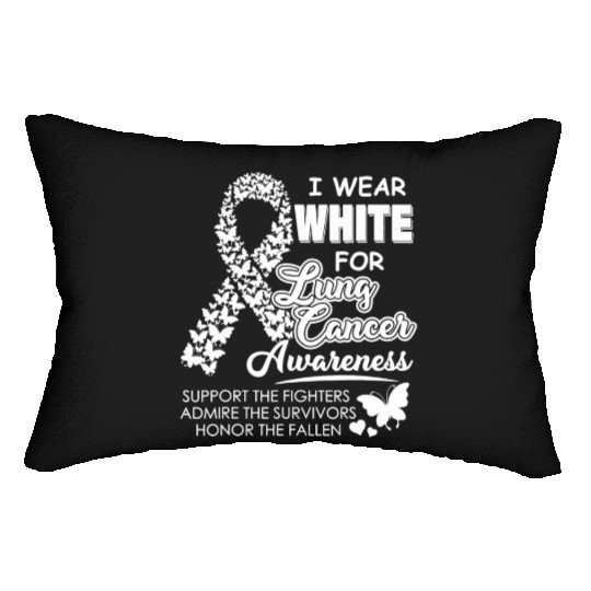 Men Women I Wear White For Lung Cancer Awareness Lumbar Pillows