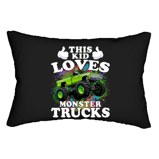 This Kid Loves Monster Trucks Lumbar Pillows