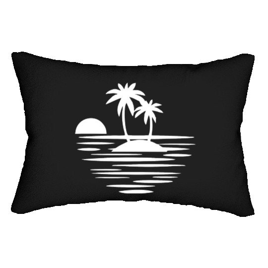 Island with palms white Lumbar Pillows