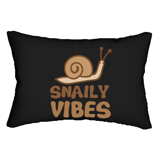 snaily vibes with cute brown snail Lumbar Pillows