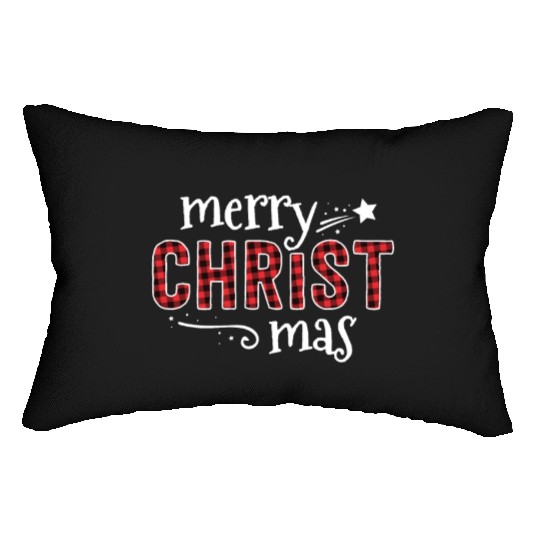 Buffalo Plaid Merry Christ Mas Lumbar Pillows Christmas