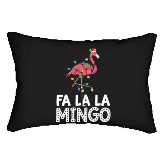 Fa La La Mingo Flamingo Christmas Tree Lights Lumbar Pillows