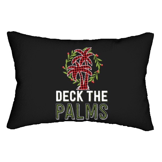 Deck The Palms Tropical Hawaiian Buffalo Plaid Lumbar Pillows