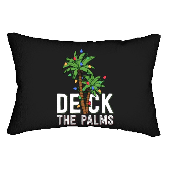 Deck The Palm Tree Lights Tropical Hawaii Family Lumbar Pillows