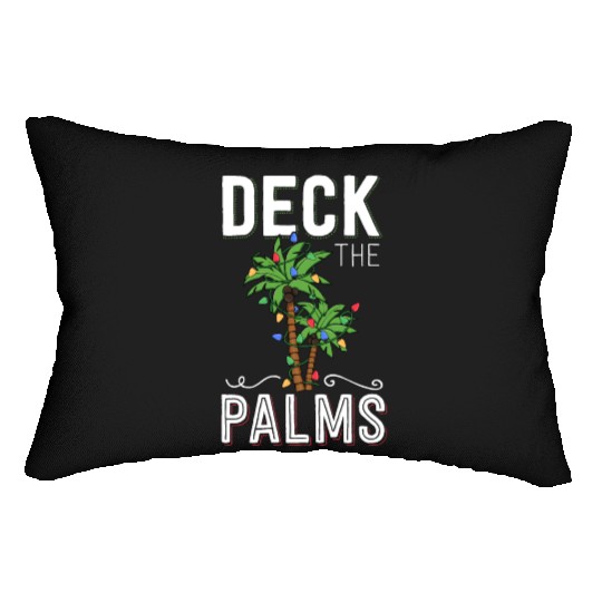 Deck The Palms Tropical Hawaii Christmas Palm Lumbar Pillows