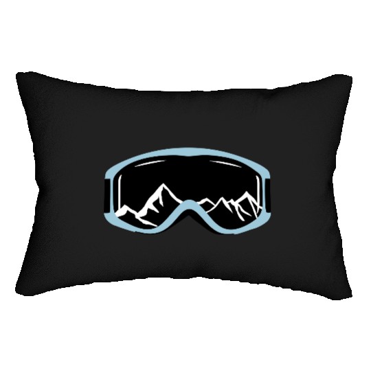 Skiing goggles and mountains Lumbar Pillows