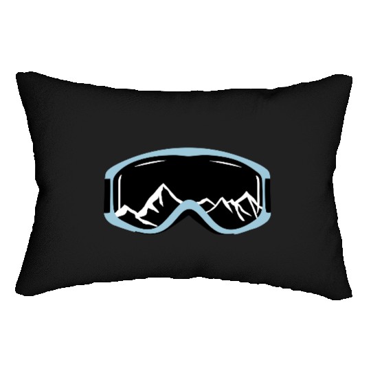 Skiing goggles and mountains Lumbar Pillows