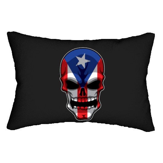 Puerto Rican Skull - Puerto Rico Pride Flag Lumbar Pillows