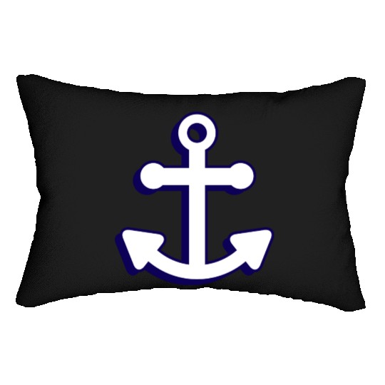 Nautical boat anchor in navy blue and white 3D Lumbar Pillows
