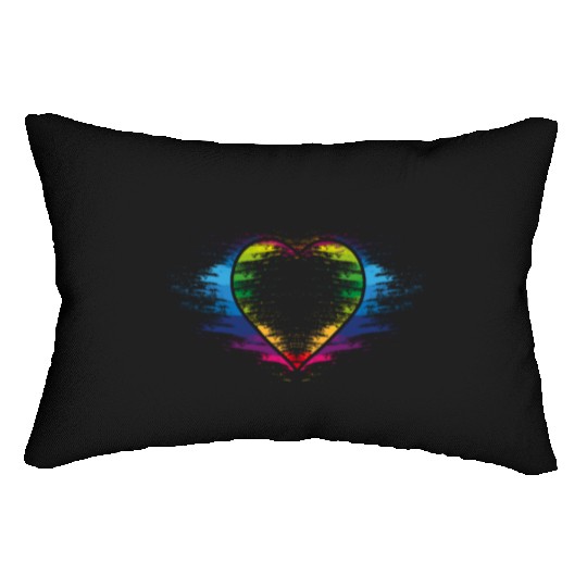 Rainbow heart Lumbar Pillows