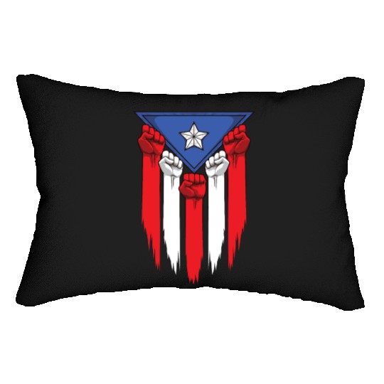 Puerto Rico Flag - Boricua Raised Fists Lumbar Pillows
