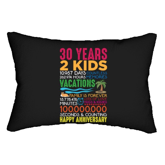 30 years Wedding Anniversary 2 kids Parents Lumbar Pillows