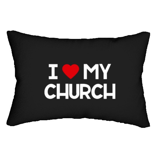 I Love My Church, Heart, Bible, Christian, Lumbar Pillows