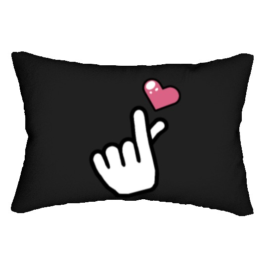 heart finger korean pop Lumbar Pillows