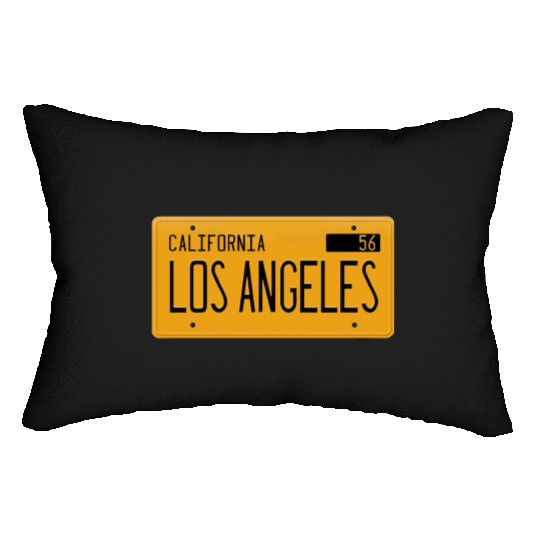 Los Angeles California 1956 yellow license plate Lumbar Pillows