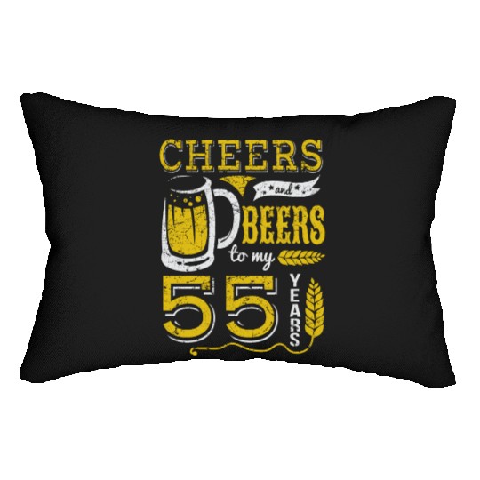 Cheers and Beers 55th Birthday Gift Idea Lumbar Pillows