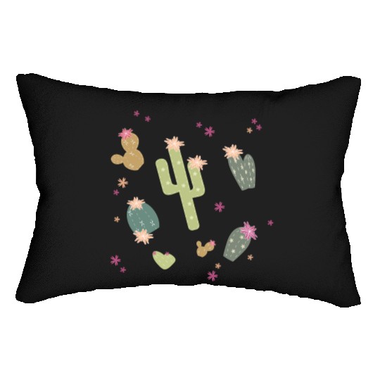 various cactus plants with flowers pattern Lumbar Pillows
