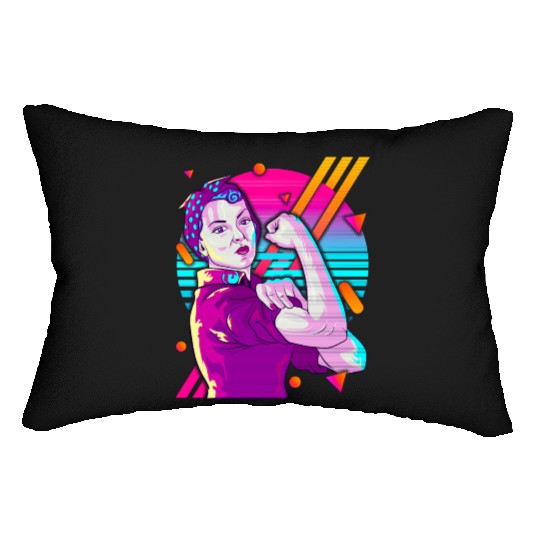 Rosie The Riveter Vaporwave Lumbar Pillows