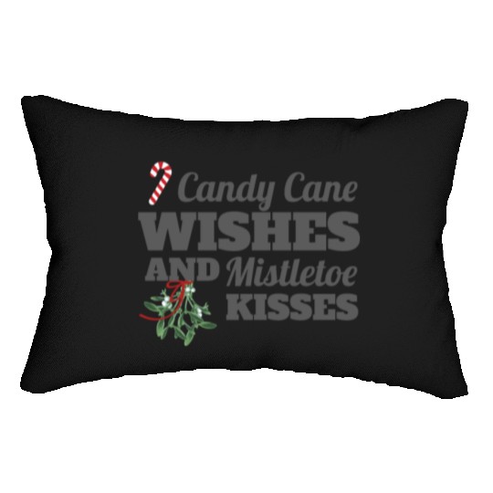 Candy Cane Wishes and Mistletoe Kisses Christmas Lumbar Pillows