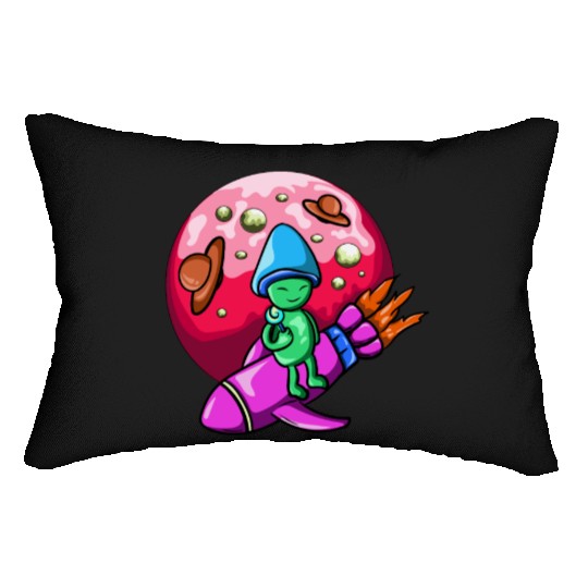 mushroom alien Lumbar Pillows