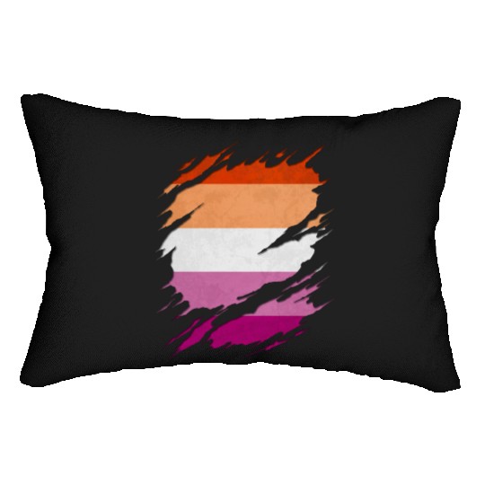Lesbian Pride Flag Ripped Reveal Lumbar Pillows