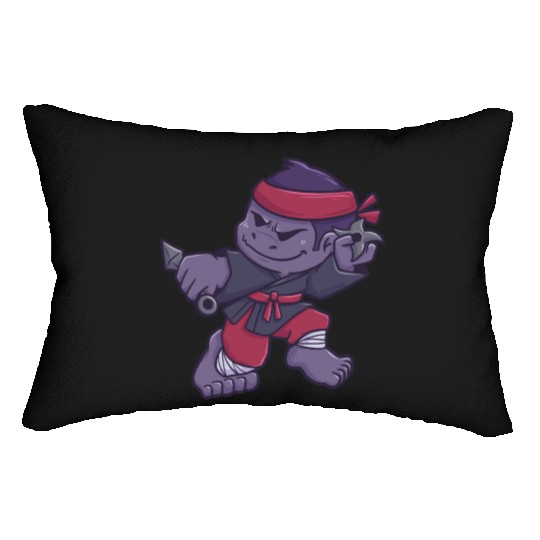 Gorilla Monkey Ninja Samurai gift Lumbar Pillows
