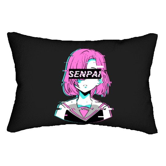 Aesthetic Vaporwave Anime Girl - Notice Me Senpai Lumbar Pillows