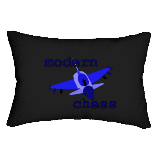 modern chess in royal blue Lumbar Pillows