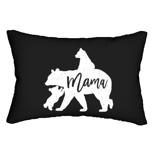 Mama Bear 2 Baby Bear Cubs Playing Riding on Back Lumbar Pillows