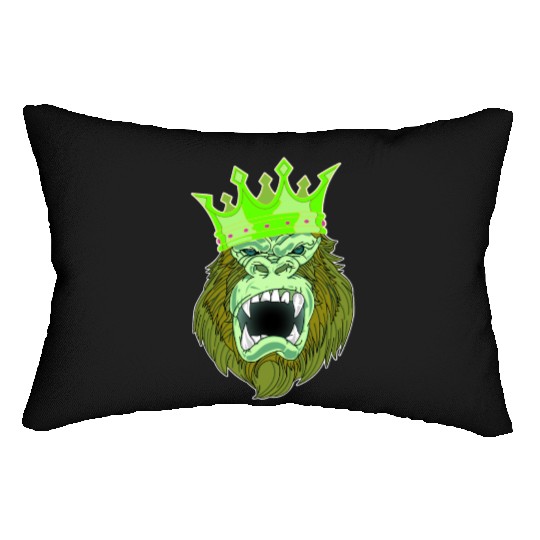 neon green Gorilla Jungle King Lumbar Pillows