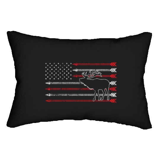 American Flag Elk Hunting Lumbar Pillows - Crossbow Hunting