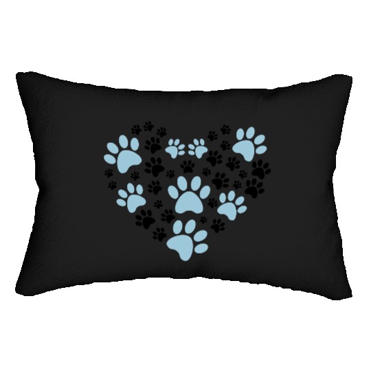 Heart of paws - Dog & Cat lover gift - Pawprint Lumbar Pillows