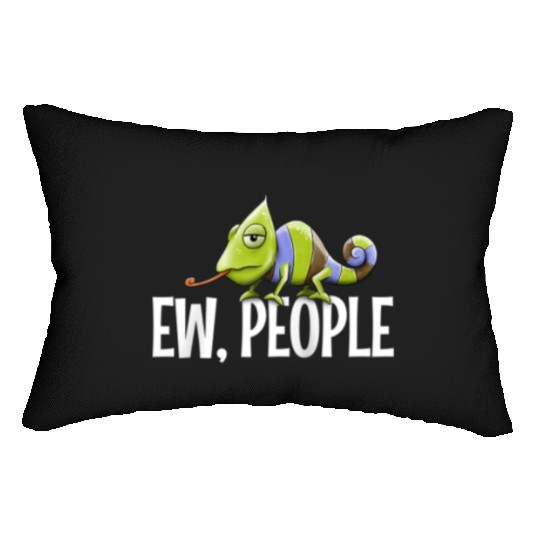 Grumpy Chameleon Lovers Sarcastic Joke Ew People Lumbar Pillows