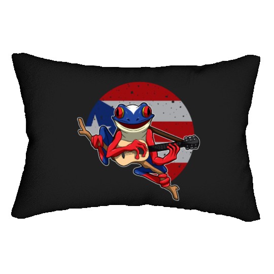 Guitar Playing Coqui Frog - Puerto Rico Animal Lumbar Pillows