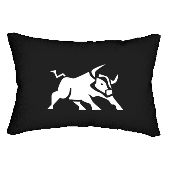 Charging Bull Icon White Lumbar Pillows