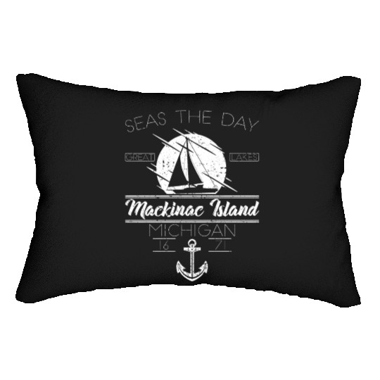Mackinac Island MI Vintage Nautical SailBoat Lumbar Pillows