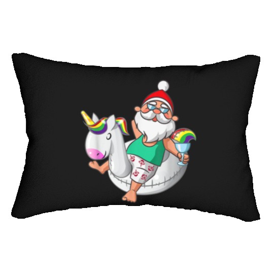 Christmas in July Santa Hawaiian Unicorn Swim Lumbar Pillows
