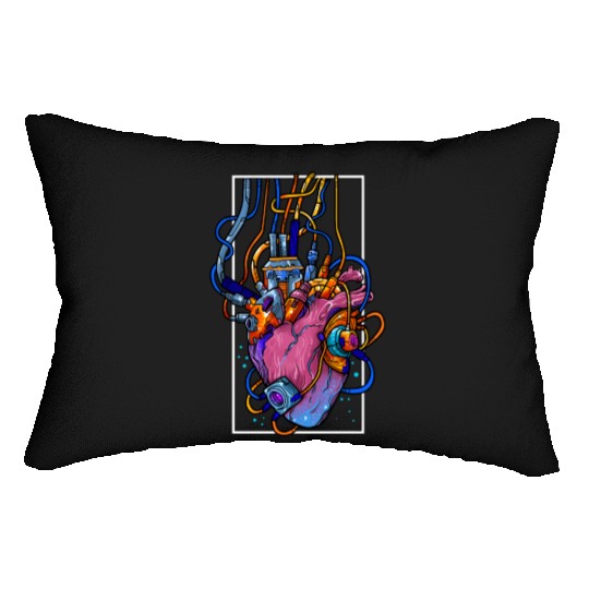 Cyborg Robot Heart Vaporwave Futuristic Cyberpunk Lumbar Pillows