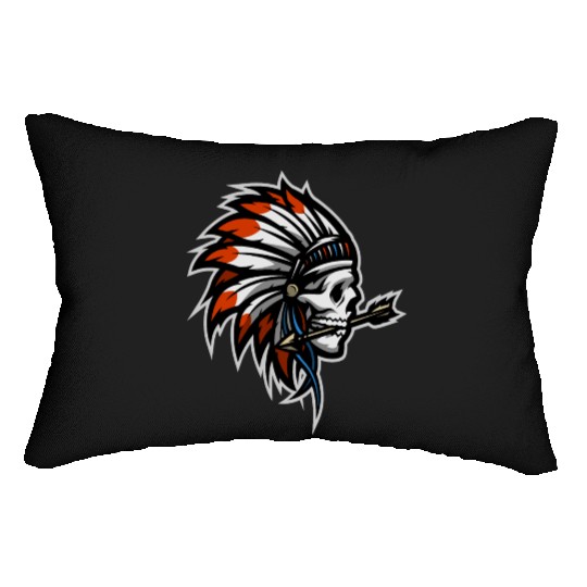 Native American Indian Headdress Skull Lumbar Pillows