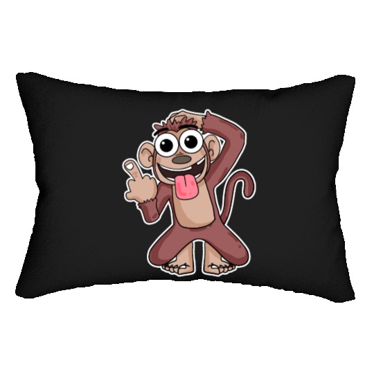 Funny Monkey Showing Middle Finger Lumbar Pillows