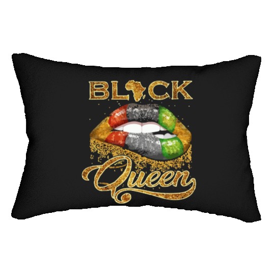 Black queen lips Lumbar Pillows
