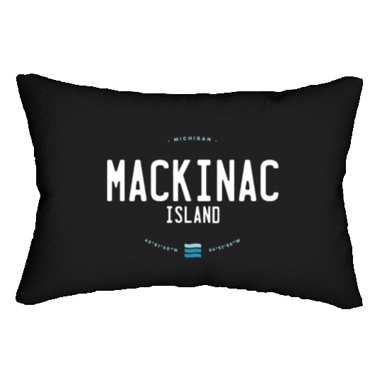 Mackinac Island Michigan Beach Waves Lumbar Pillows