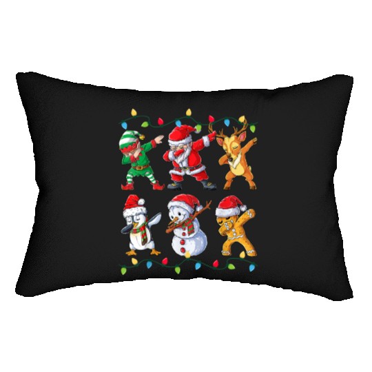 Dabbing Santa Elf Friends Christmas Kids Boys Lumbar Pillows