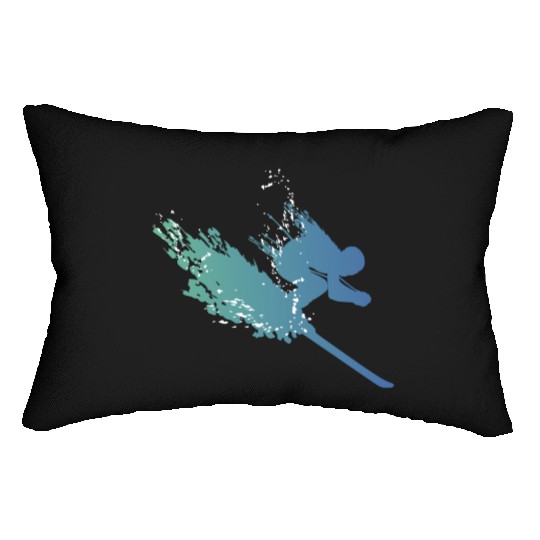 ski skiing winter sports mountains funny snow reso Lumbar Pillows