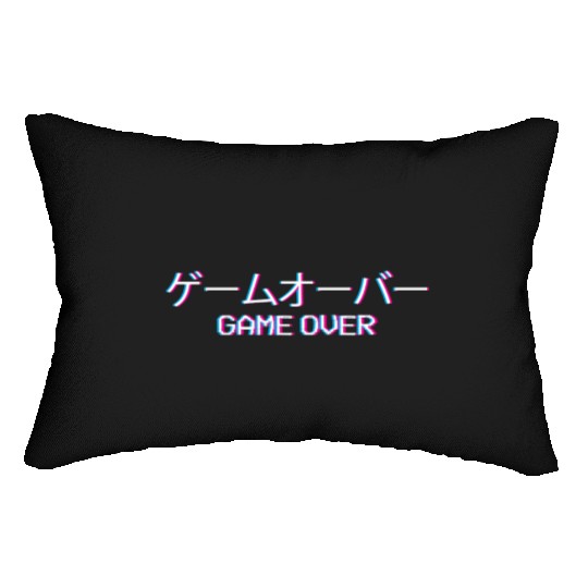 Vaporwave Game Over Japanese Text Gift Lumbar Pillows